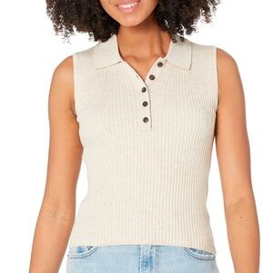 Madewell Ribbed Sleeveless Top in Beige